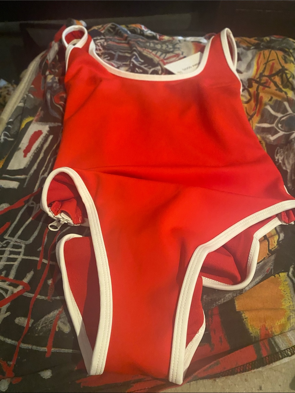 Good American Pop Red One-Piece with White Trim